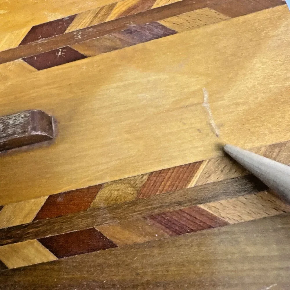 Wood Sewing Box With Marquetry Inlay And Accessories Antique